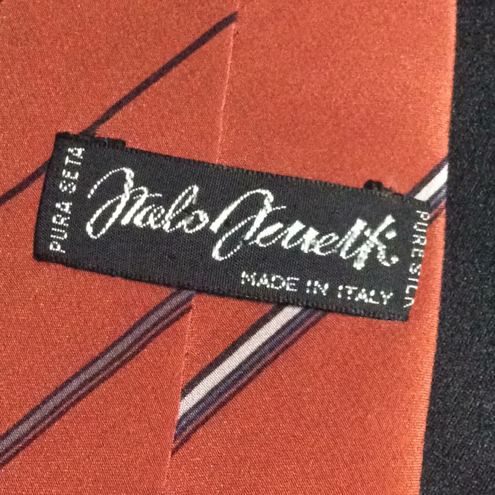 Italo Ferretti tie orange and navy with white